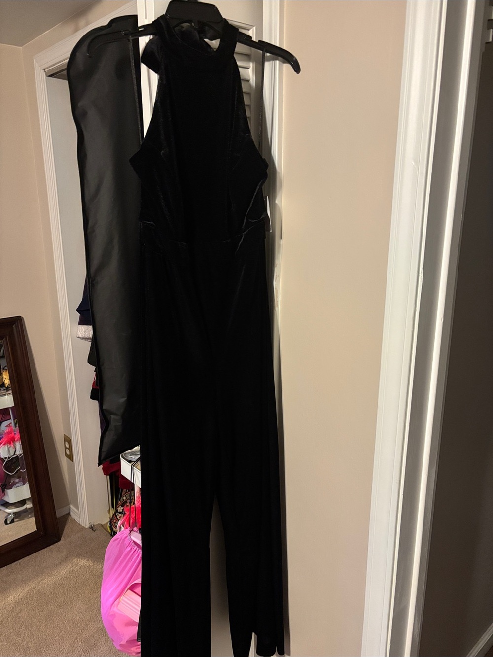1. State Black Velvet Halter Jumpsuit